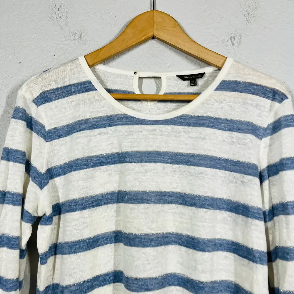 Mossimo Dutti Long Sleeve Stripe Top Tunic Pullover SCoop Neck Tee - M